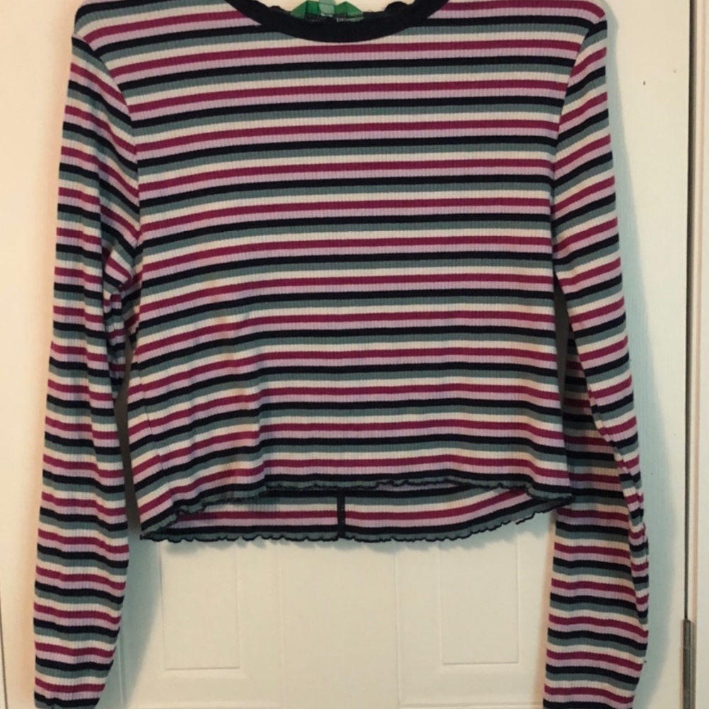 Multi-Colored Striped Cropped Sweater